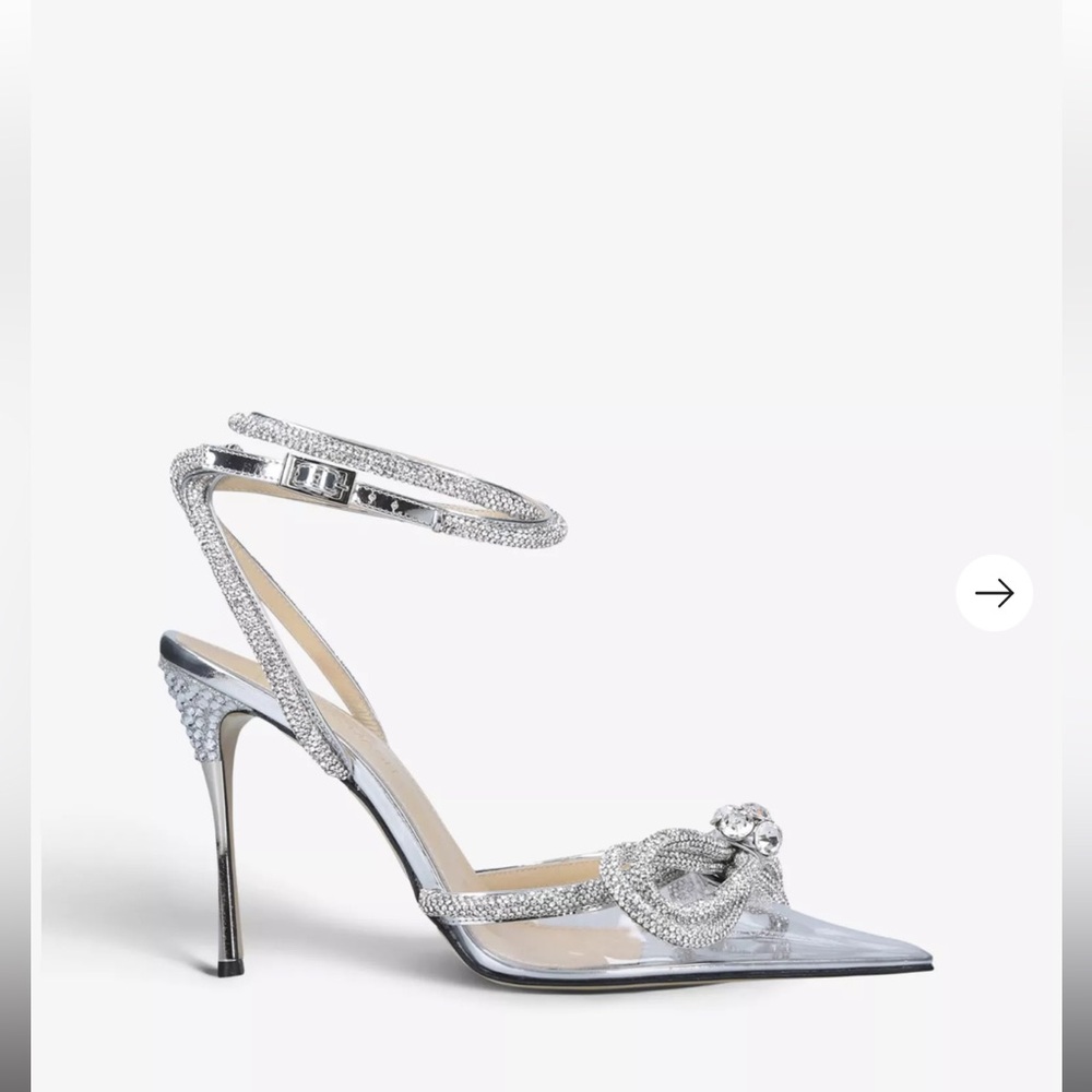 Mach & Mach double bow crystal embellished pvc heels